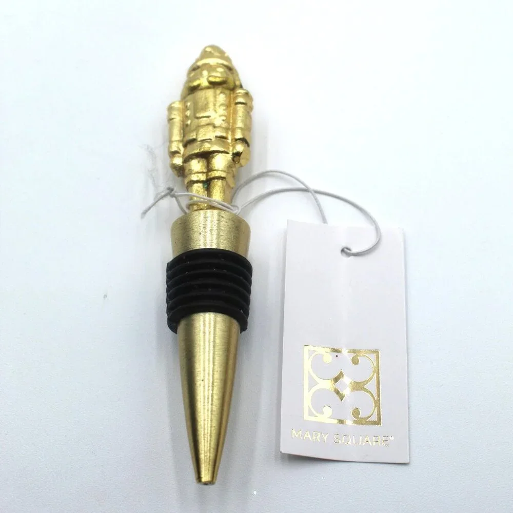 Metal Art Golden Nutcracker Soldier Wine Bottle Stopper Mary Square Item #46954 - Picture 1 of 6